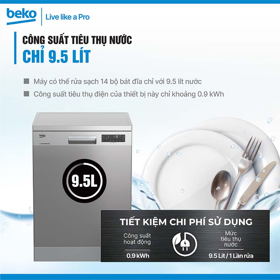 Máy rửa bát độc lập Beko DFN28424X 14 bộ
