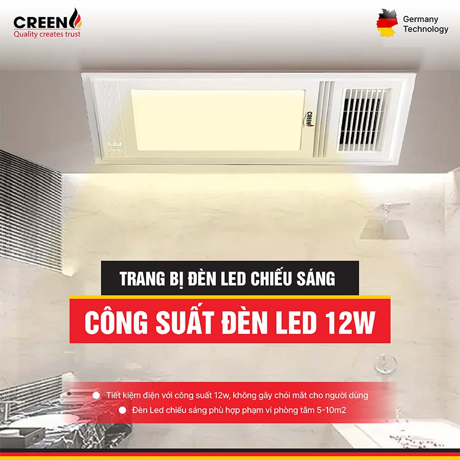 Quạt sưởi nhà tắm thông minh CREEN CR-SMH668
