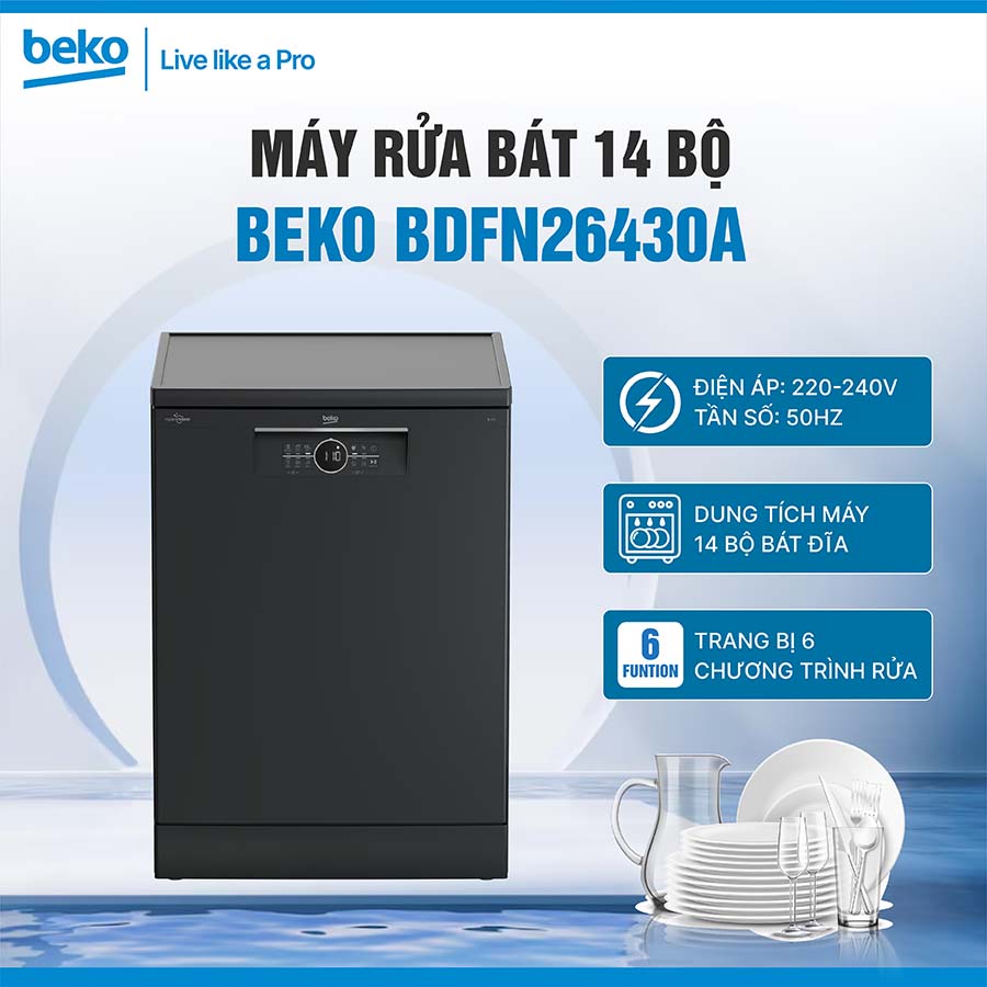 Máy rửa bát 14 bộ Beko BDFN26430A