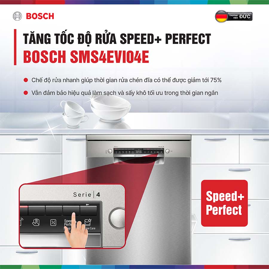 Công nghệ SpeedPerfect Plus rửa sạch bát đĩa, tiết kiệm đến 75% thời gian