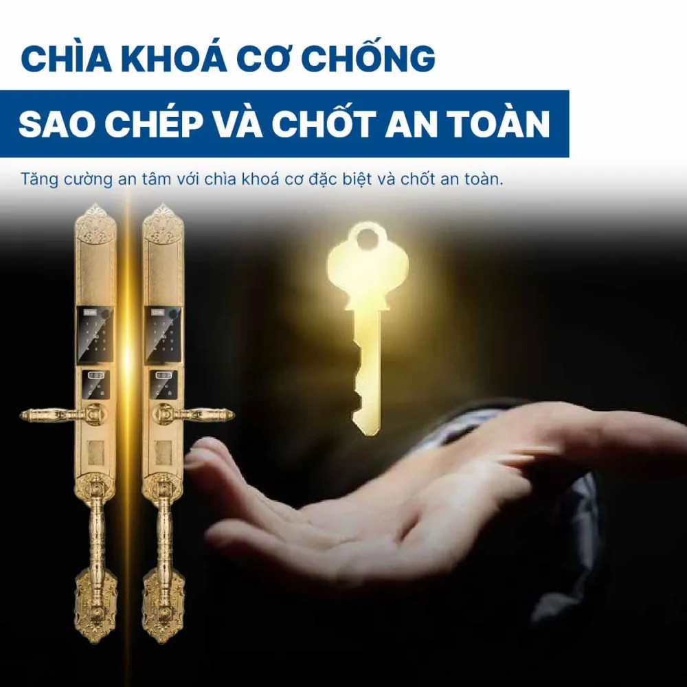 Khoá điện tử Hyundai đại sảnh HY-SLC8820 Gold App wifi mạ Vàng 24K