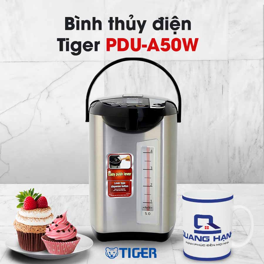 Bình thủy điện Tiger PDU-A50W thiết kế hiện đại, tiện lợi