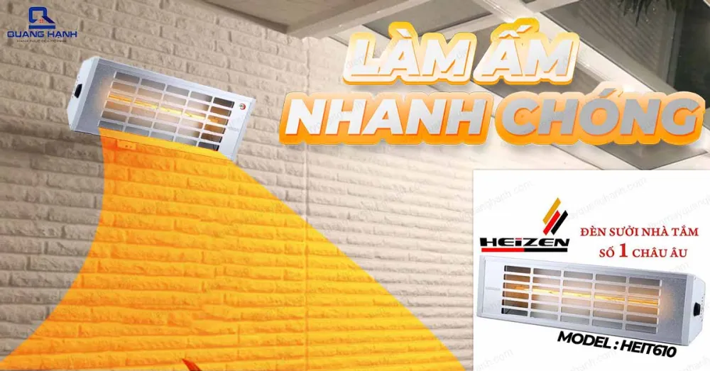 Đèn sưởi nhà tắm Heizen HE- IT610 làm ấm nhanh chóng.