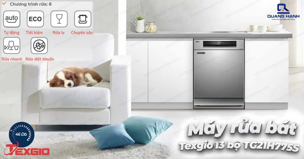 Máy rửa bát Texgio TG21H775S tích hợp 6 chương trình rửa