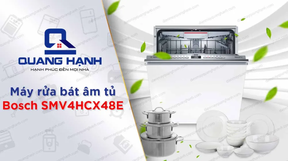 Máy rửa bát âm tủ Bosch SMV4HCX48E thiết kế âm toàn phần với mặt gỗ phía trước