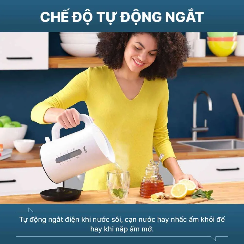 Bình đun siêu tốc Braun đảm bảo an toàn khi sử dụng
