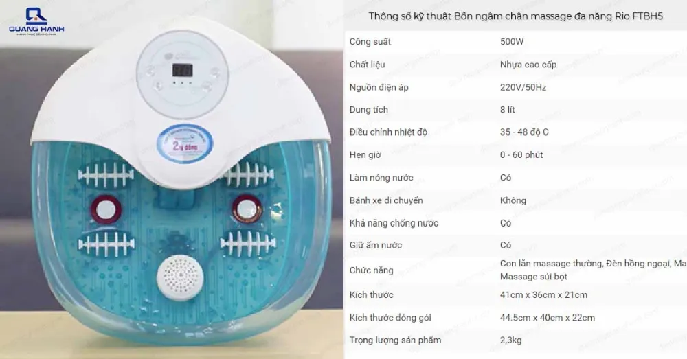 Bồn ngâm chân massage đa năng Rio FTBH5