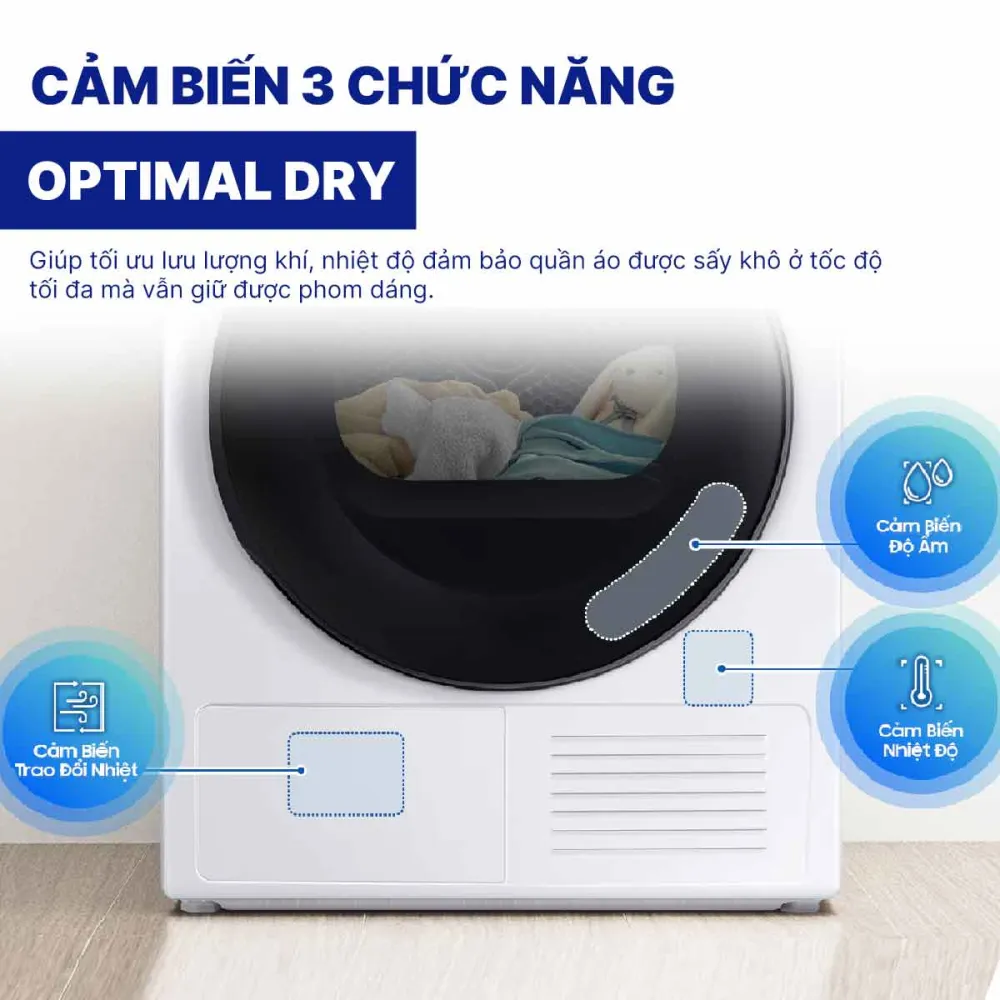Máy sấy bơm nhiệt Samsung Inverter 9 kg DV90T7240BH/SV