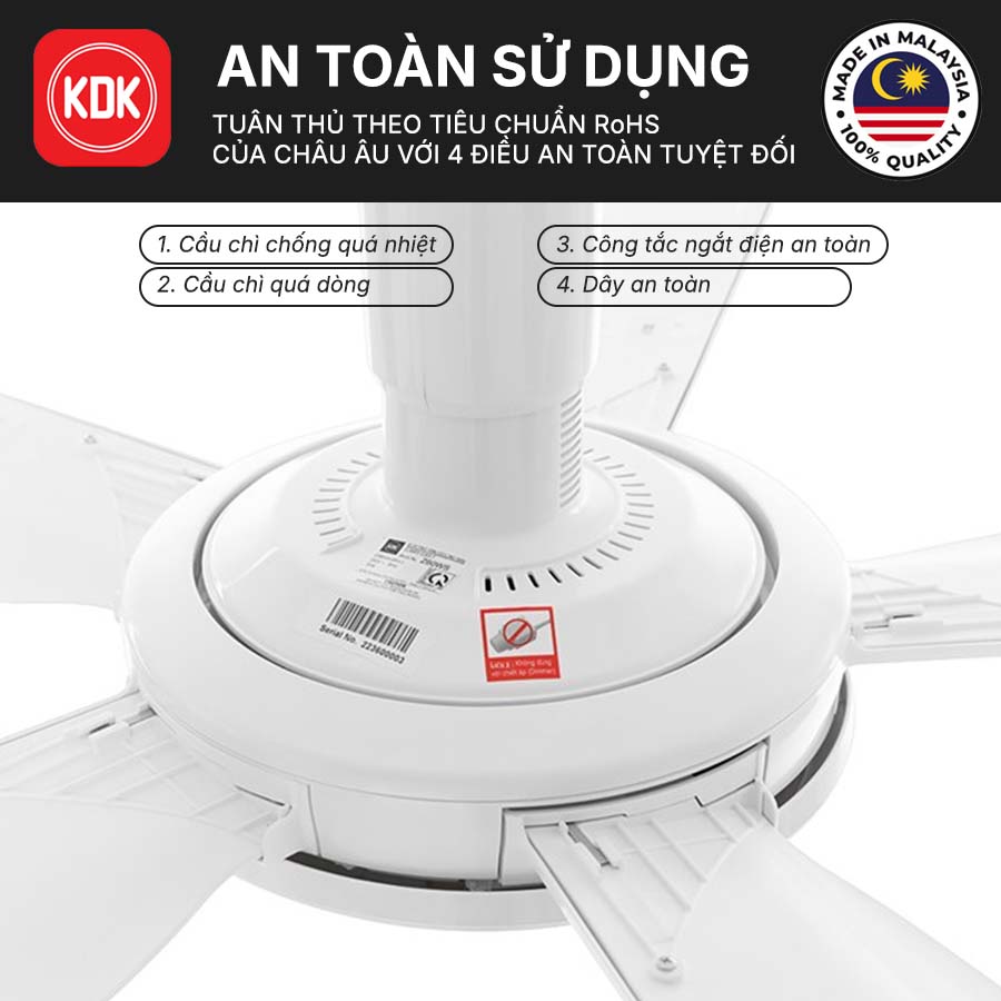 Quạt trần KDK Z60WS 5 cánh