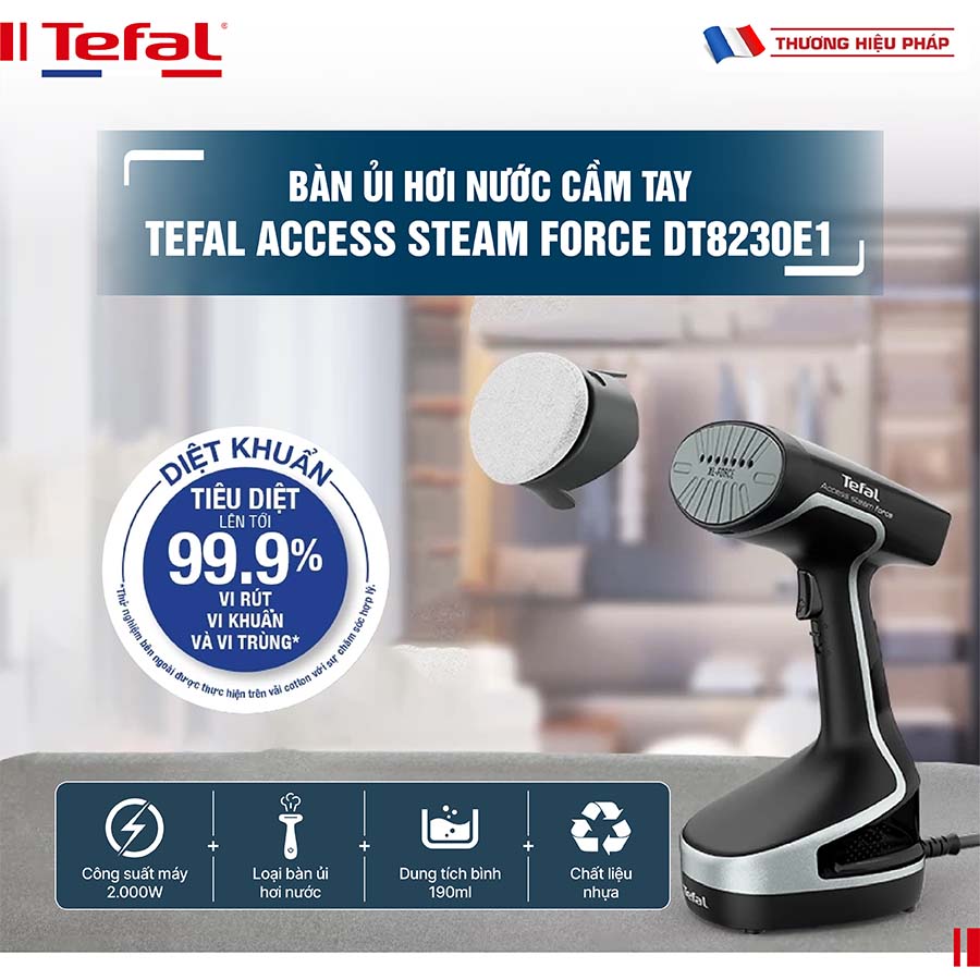 Bàn ủi hơi nước cầm tay Tefal Access Steam force DT8230E1 - 2000W