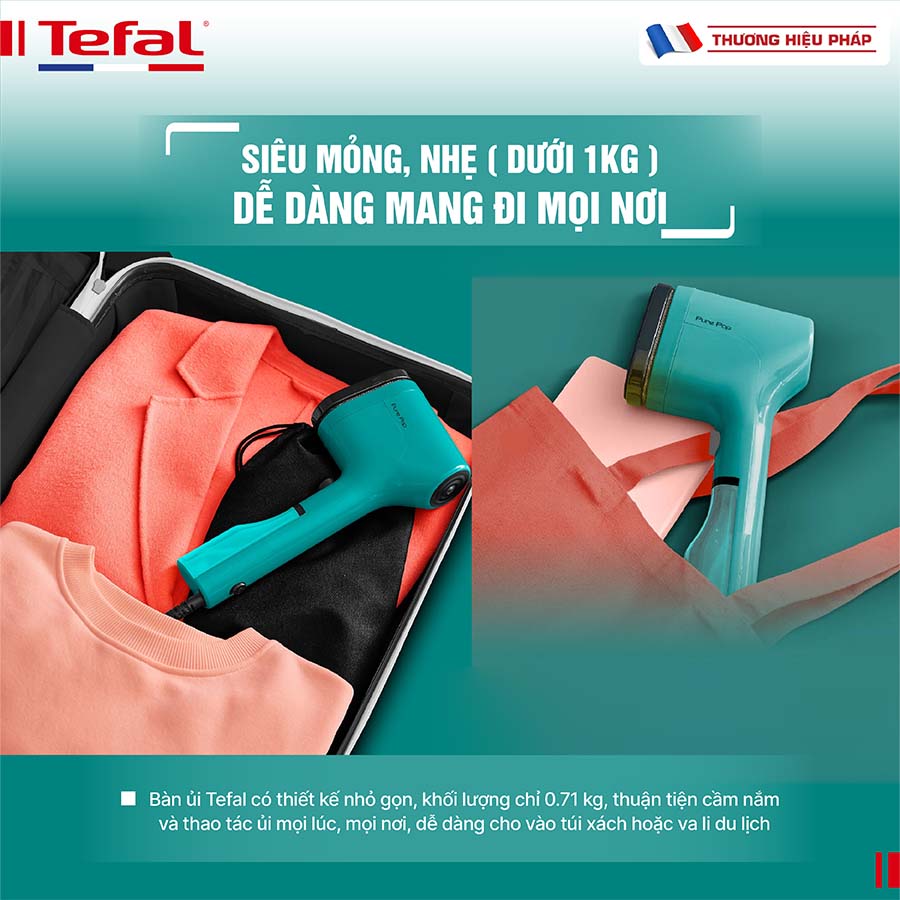 Bàn ủi hơi nước cầm tay TEFAL Pure Pop DT2024 - 1300W