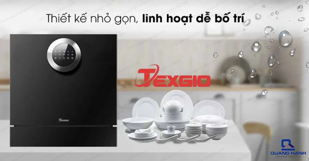Máy rửa chén bát có sấy khí nóng Texgio BI205 được thiết kế nhỏ gọn, linh hoạt dễ bố trí.