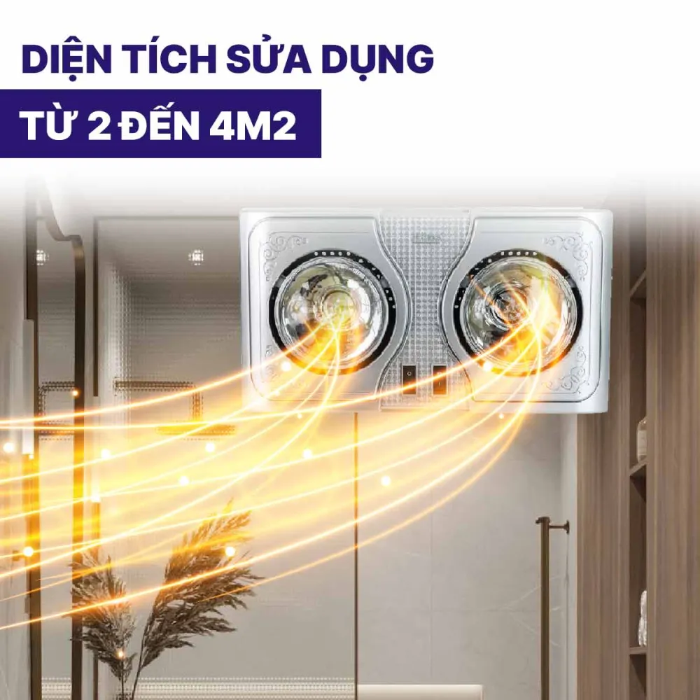 Đèn sưởi nhà tắm Hans 2 bóng H2B