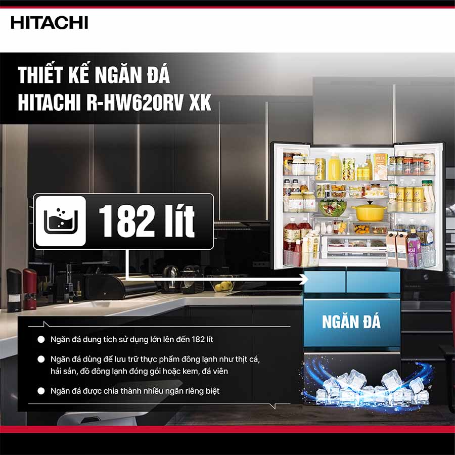 Tủ lạnh Hitachi Inverter 617 lít Multi Door R-HW620RV XK