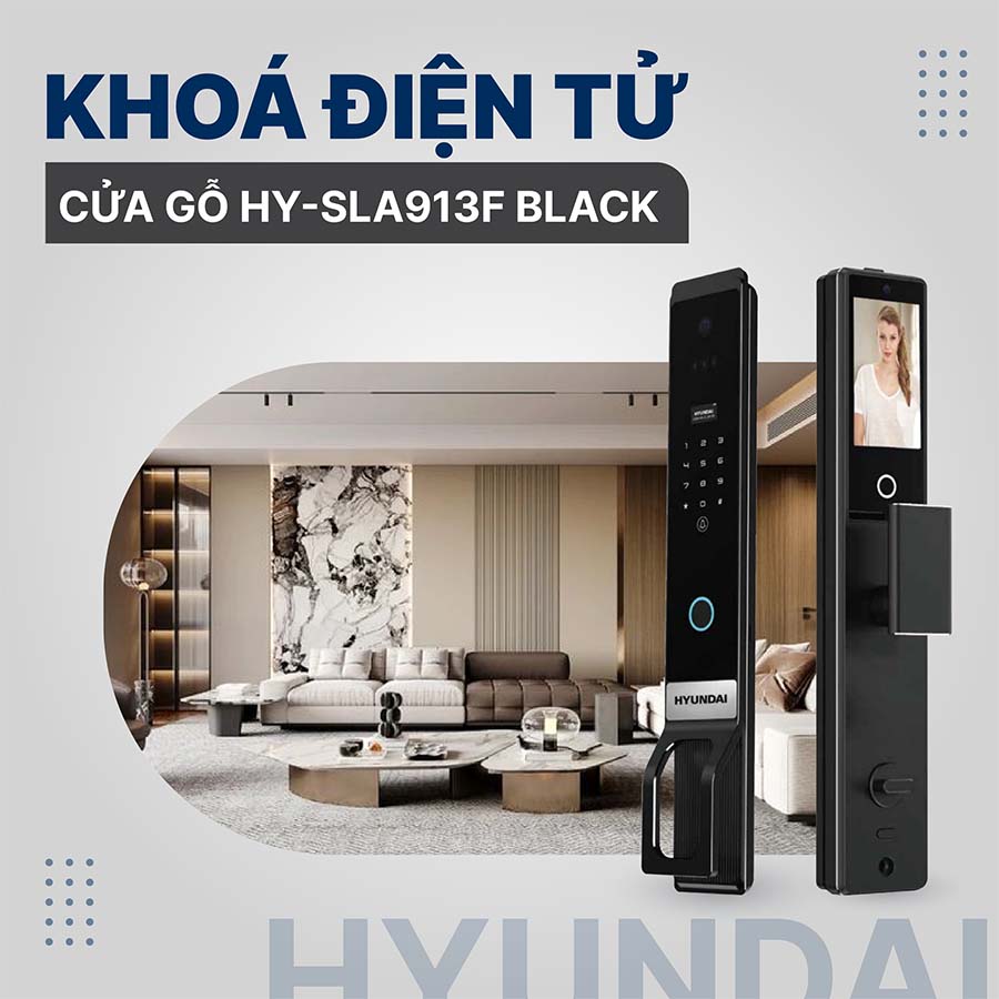 Khoá điện tử Hyundai cửa gỗ HY-SLA913F Black