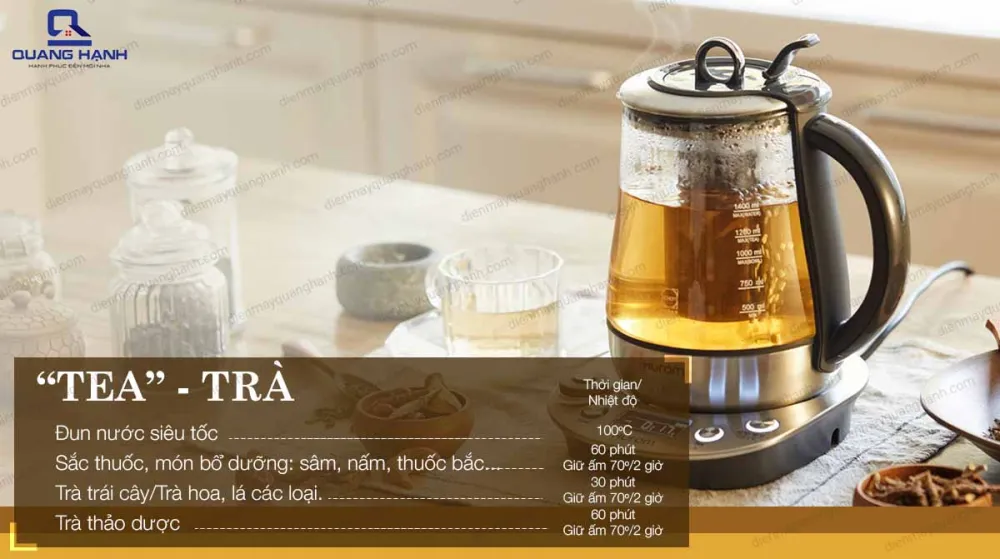 Menu TEA - máy pha trà hàn quốc Hurom TM-P02FSS 