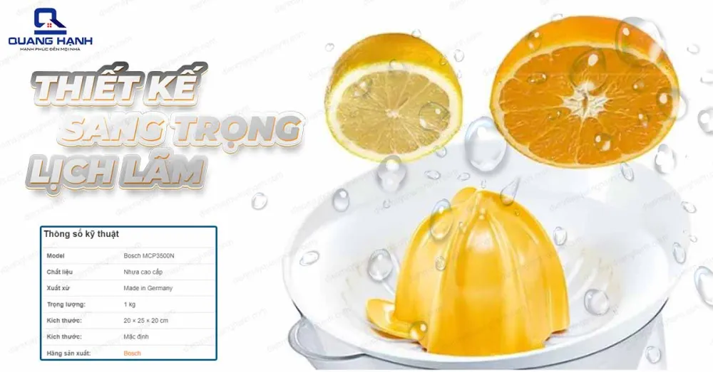 Máy vắt cam Bosch MCP3500N có thiết kế sang trọng lịch lãm