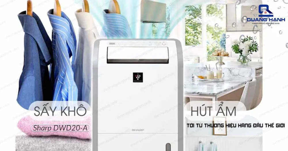 Máy hút ẩm Sharp DW-D20A-W ngoài tính năng hút ẩm còn được trang bị thêm chức năng sấy khô vô cùng tiện dụng và thông minh.