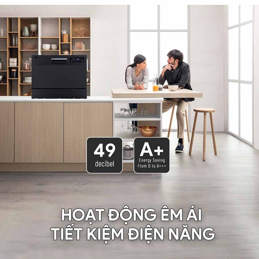 Máy rửa bát mini Beko DTC36610B vận hành êm ái