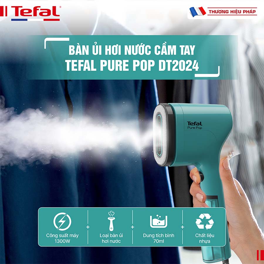 Bàn ủi hơi nước cầm tay TEFAL Pure Pop DT2024 - 1300W