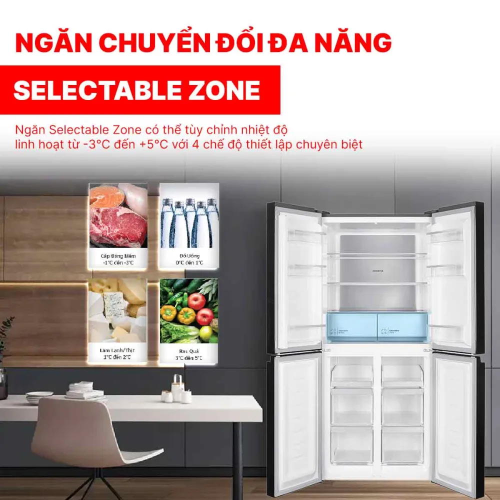 Tủ lạnh Hitachi Inverter 466 lít Multi Door HR4N7522DSDXVN