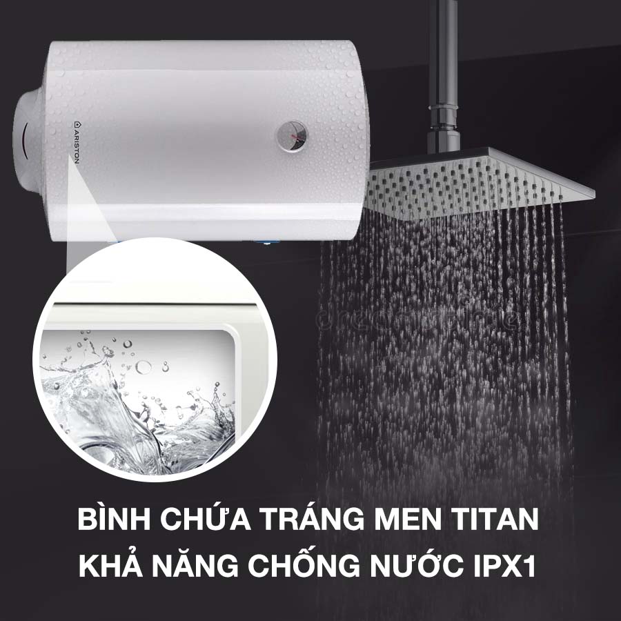 Bình nóng lạnh Ariston có lòng bình tráng men Titanium chống ăn mòn