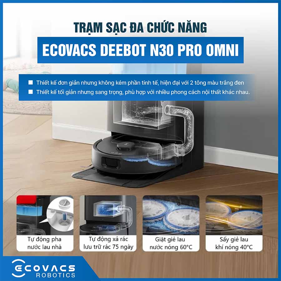 Robot hút bụi lau nhà Ecovacs Deebot N30 Pro Omni