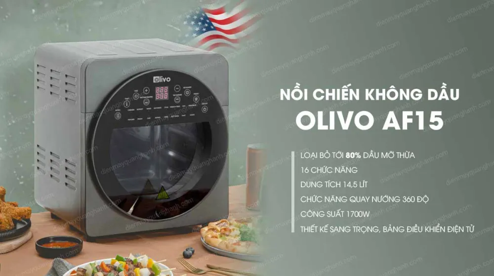 Nồi chiên không dầu OLIVO AF15 Chính hãng tại Điện Máy Quang Hạnh