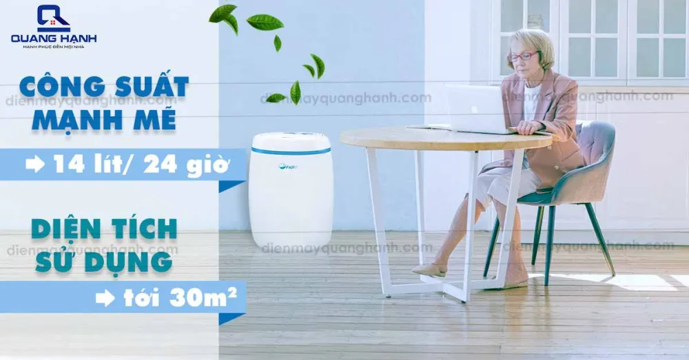 Máy Hút Ẩm FujiE HM-614EB công suất mạnh mẽ, diện tích sử dụng tới 30m2