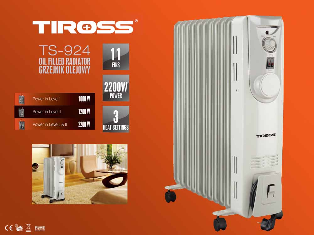 Máy sưởi dầu Tiross TS924 11 thanh 3 cấp độ sưởi