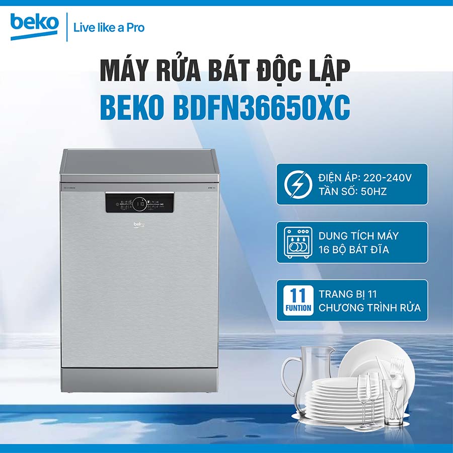 Máy rửa bát độc lập Beko BDFN36650XC
