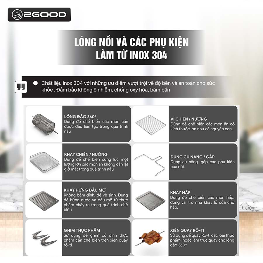 Nồi Chiên Không Dầu Hơi Nước 2GOOD S100
