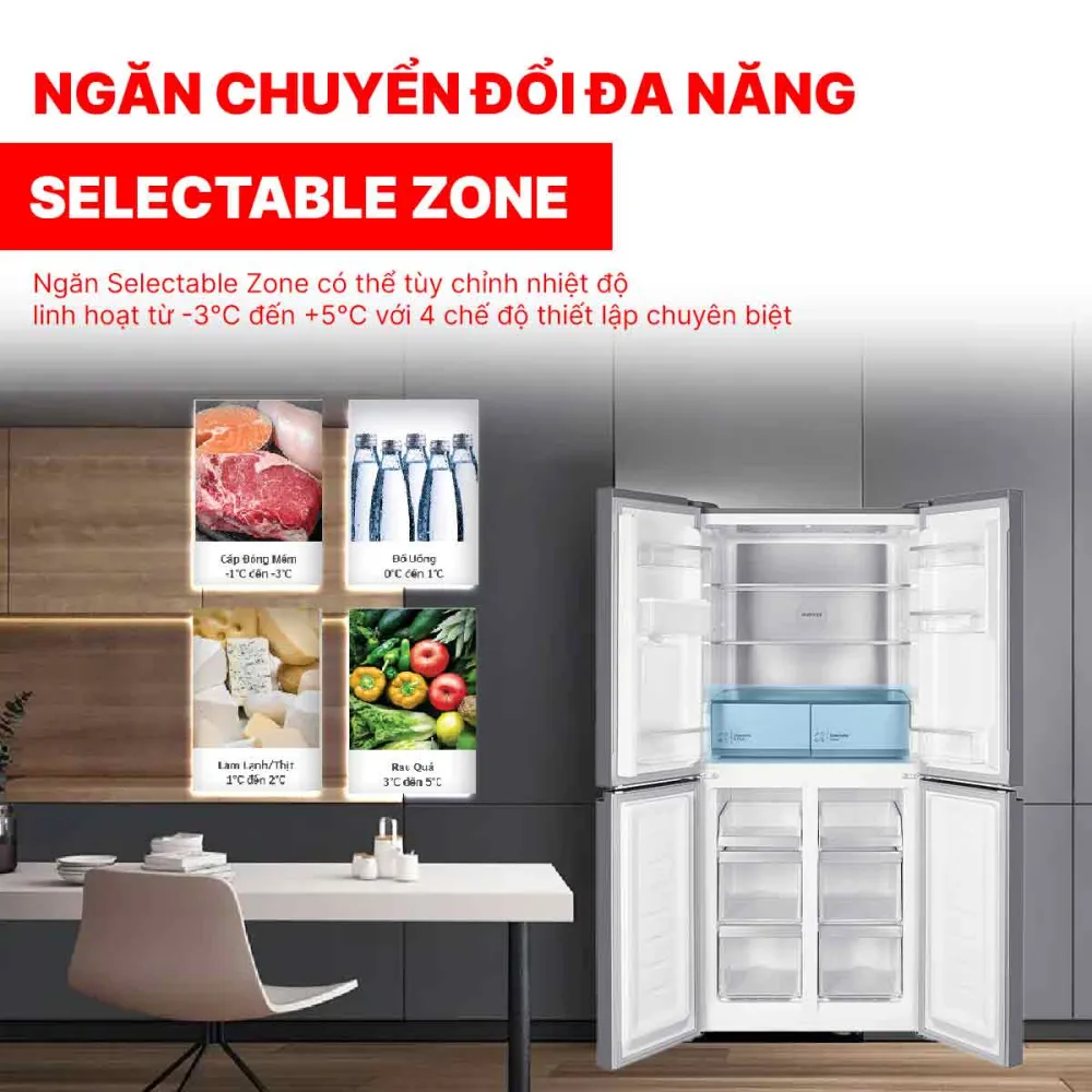 Tủ lạnh Hitachi Inverter 464 lít Multi Door HR4N7520DSWDXVN