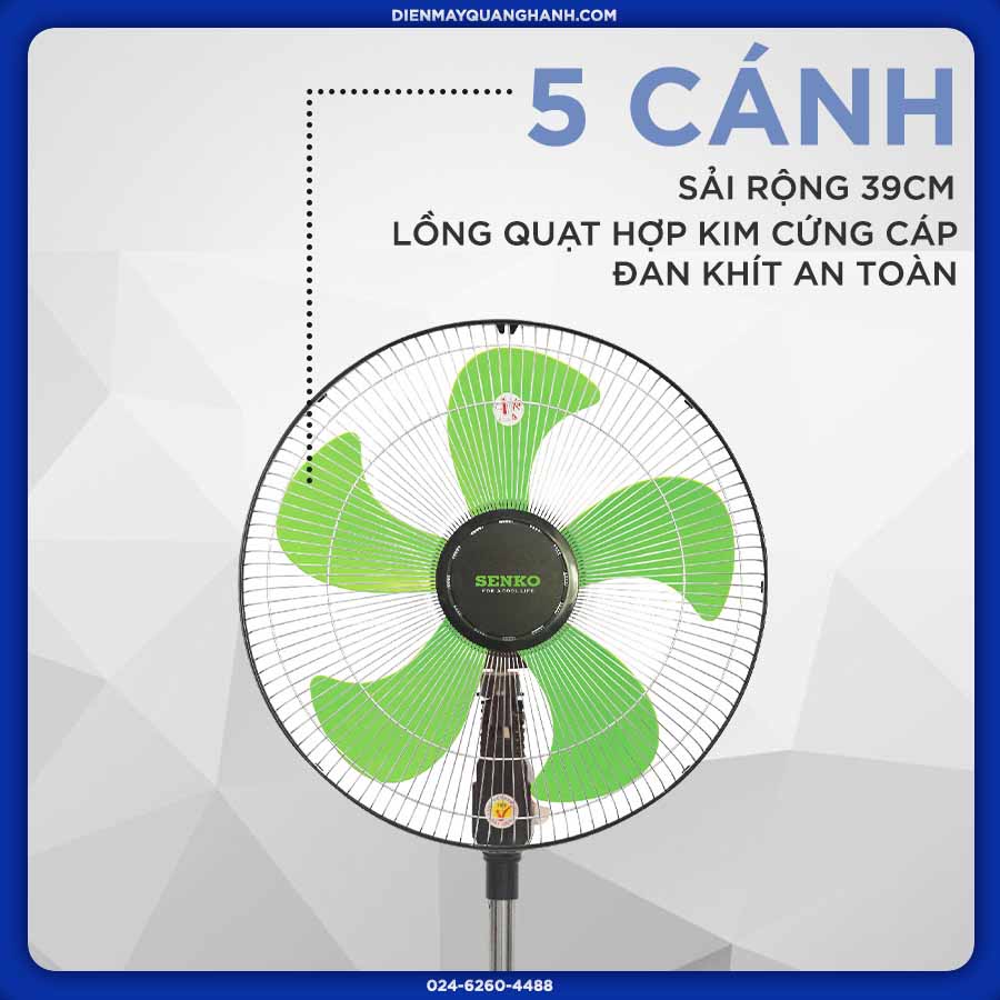 Công suất 60W với 5 cánh quạt làm mát nhanh chóng