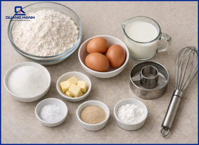 Chuẩn bị nguyên liệu làm bánh donut bằng lò nướng