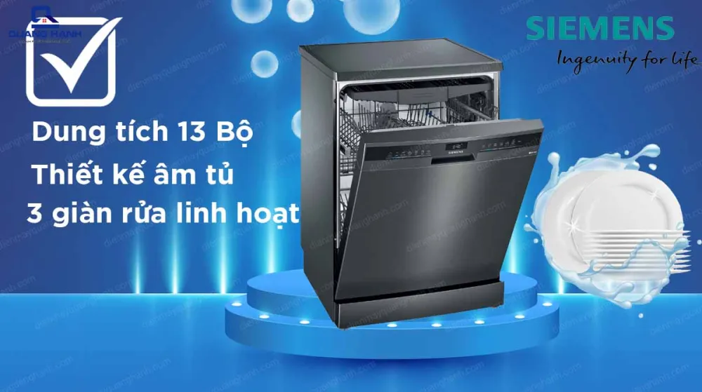 Máy rửa bát có dung tích rửa lên đến 13 bộ đồ ăn Châu Âu