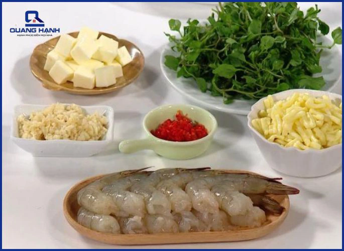 Nguyên liệu làm tôm nướng phô mai bằng lò vi sóng