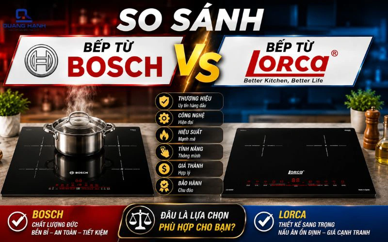 So sánh bếp từ Bosch và Lorca từ A – Z, đâu là đáng mua?