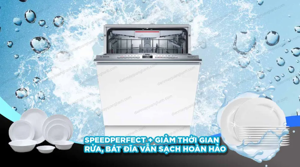 Công nghệ SpeedPerfect+ giúp bạn tiết kiệm đến 75% thời gian rửa chén
