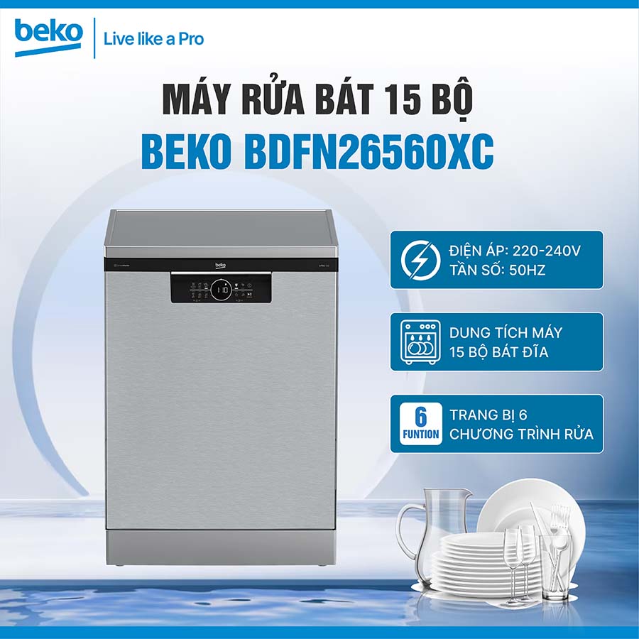 Máy rửa bát độc lập Beko BDFN26560XC 15 bộ