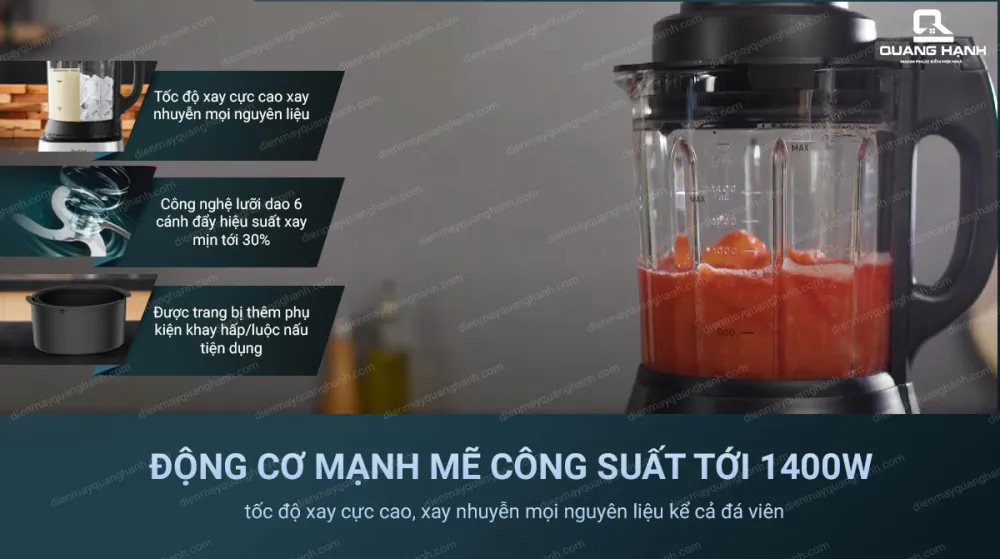 Công suất và dung tích cối của Tefal