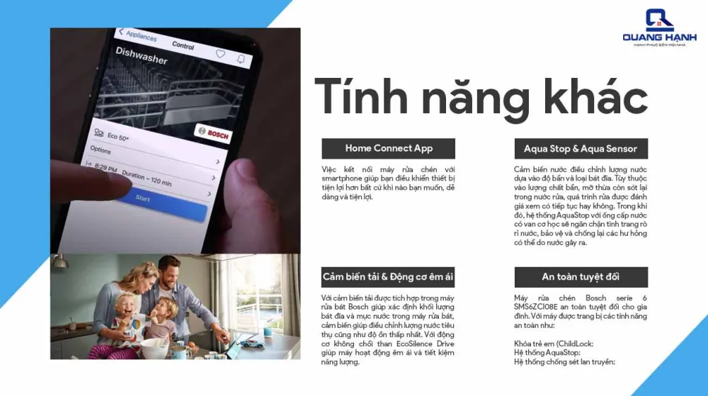 Bosch SMS6ZCI08E tích hợp nhiều tính năng thông minh