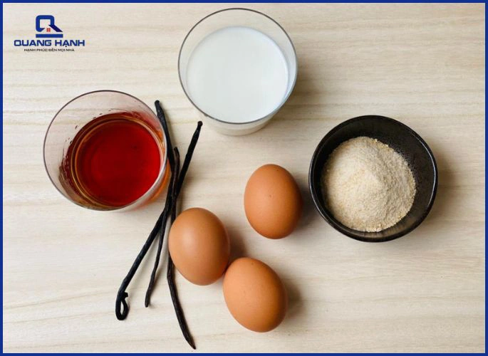 Chuẩn bị nguyên liệu làm bánh flan với lò nướng