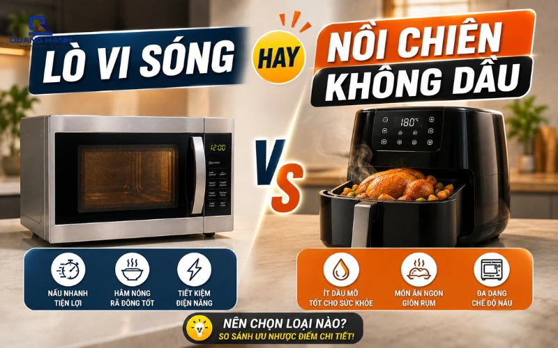 Nên Mua Lò Vi Sóng Hay Nồi Chiên Không Dầu? So Sánh Chi Tiết