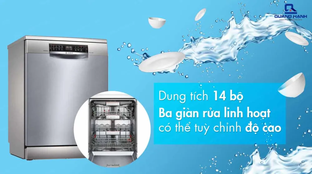Máy rửa bát độc lập Bosch SMS6ZCI48E có thể rửa 14 bộ bát đĩa châu Âu