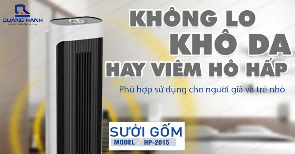 Quạt sưởi gốm Saiko HP 2015 giúp bạn bớt nỗi lo khô da hay viêm hô hấp, phù hợp sử dụng cho phòng có người già và trẻ nhỏ.