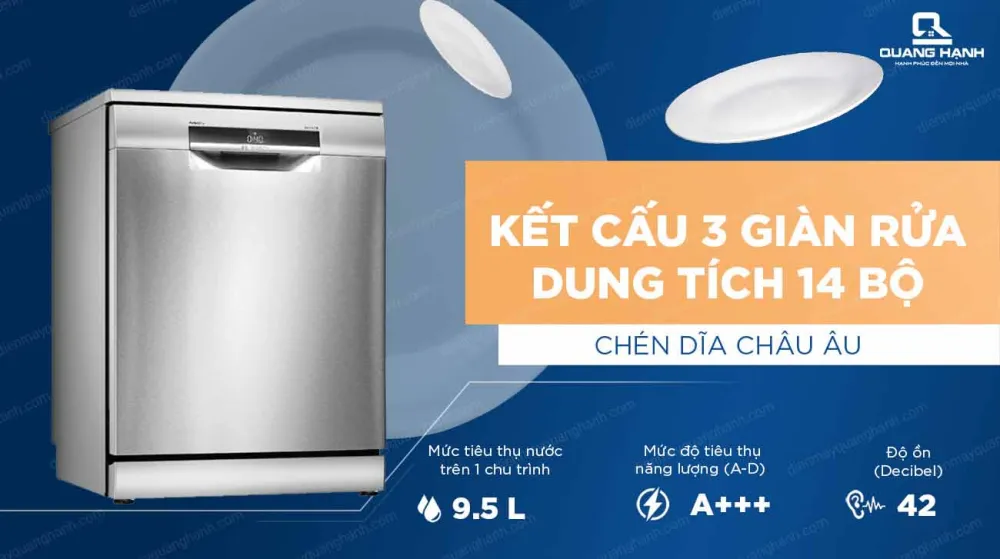 Máy rửa bát Bosch thiết kế với 3 khay rửa tiện lợi