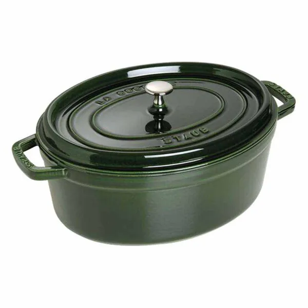 Nồi gang oval Staub màu xanh rêu 33cm – 6.7L