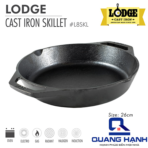Chảo gang Lodge L8SKL hai tay cầm 26 cm
