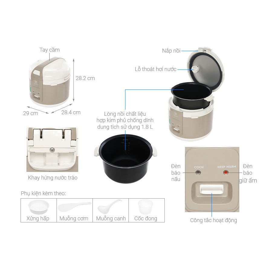 Nồi cơm điện Electrolux 1.8 lít E4RC1-350B